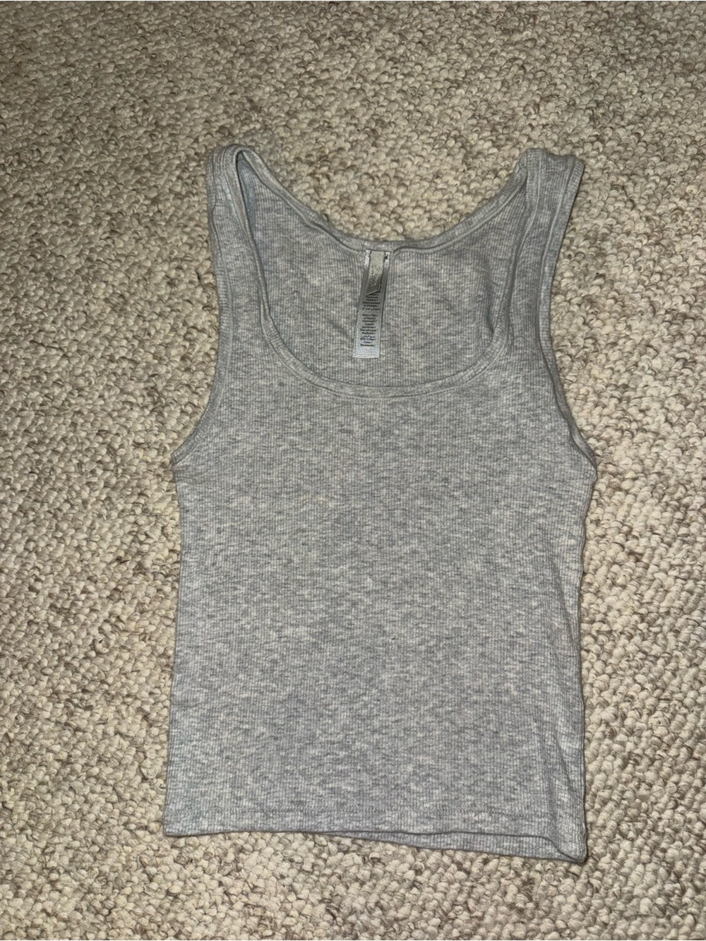 Skims Heather Gray Ribbed Tank Top - Classic Scoop Neck